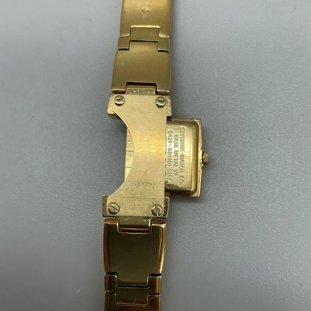 Vintage Citizen Women Watch 14mm Black Dial Gold Tone Hidden Dial New Battery 7